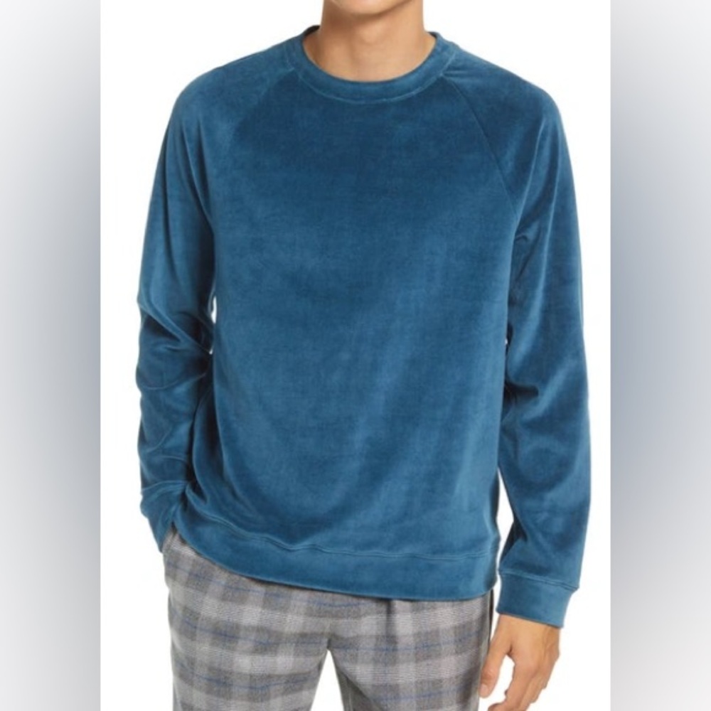 OPEN EDIT Velour Raglan Sweatshirt In Teal Dive